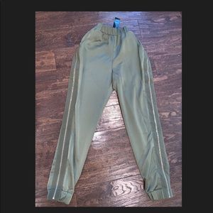 Soft pants with side seam zips in gold